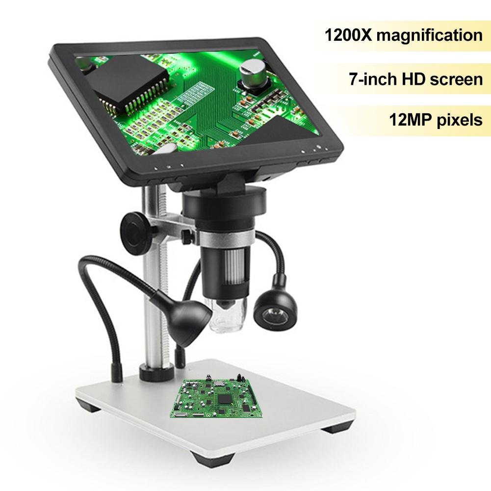 Digital Microscope 1200X Magnification Microscope With 7 Inch HD Screen Suitable For Teaching Circuit Boards Observing Antiques