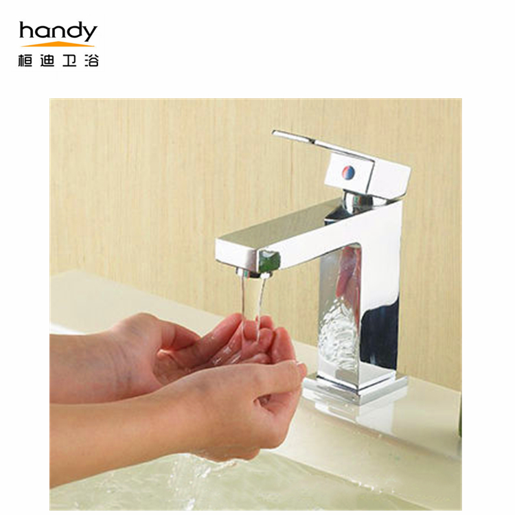 Brass chromed square single handle basin mixer taps