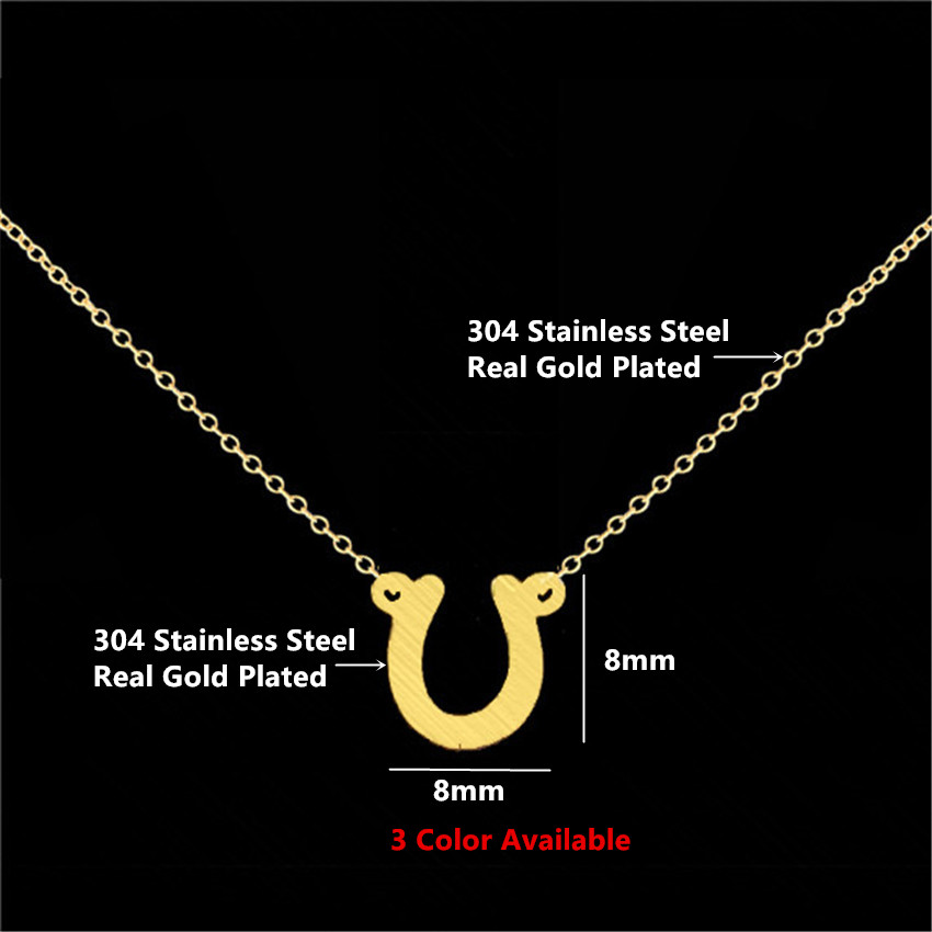 Lucky Horseshoe Pendant Necklace Women Men Vintage Jewelry Minimalist Stainless Steel Gold Color U Shaped Collier Femme 2020