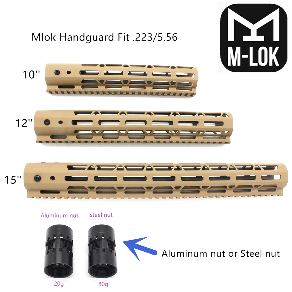 10/12/15inch M-lok Handguard Rail Free Float Mount System Fit.223/5.56 Tan Rifle Hunting Accessories