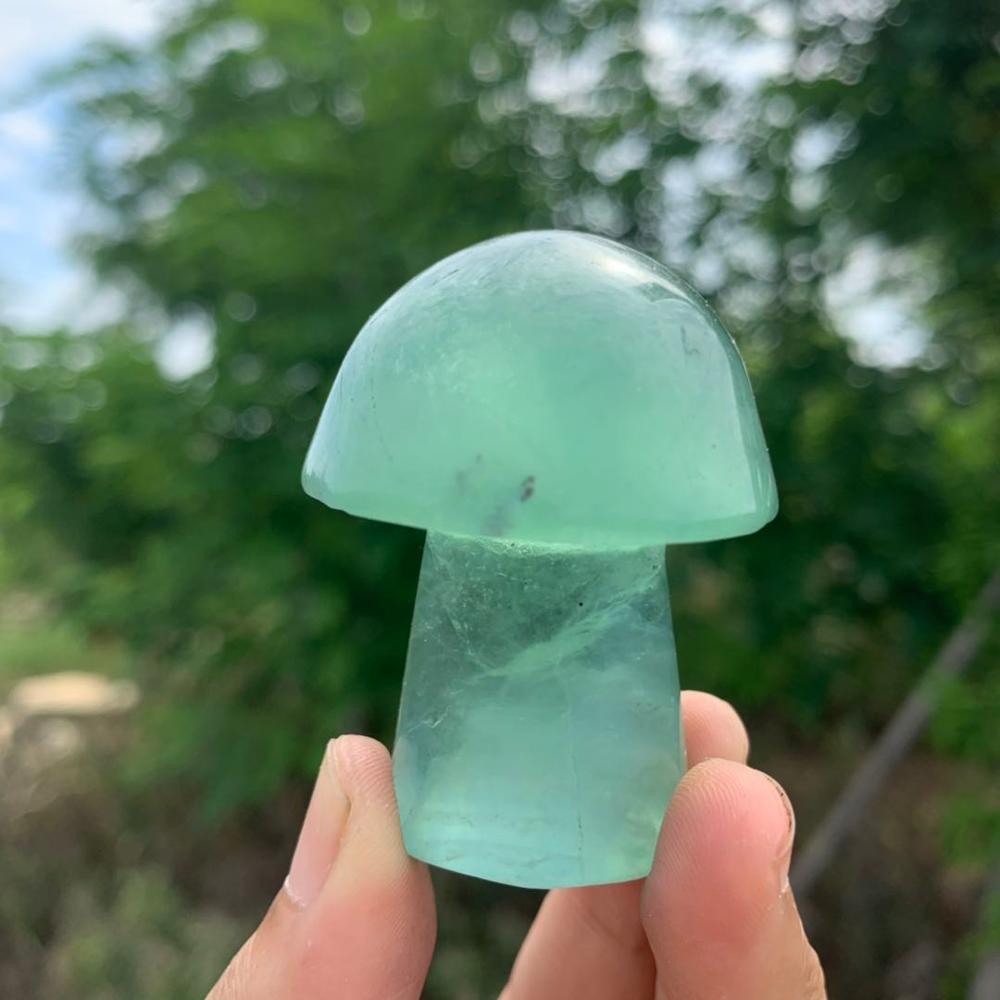 hot sales beautiful natural green fluorite mushroom as gift wholesale for home decor