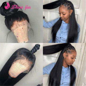 250 Density Straight Lace Front Human Hair Wigs Pre Plucked 360 Lace Frontal Wig 30 Inch Brazilian Hair Wigs For Women ZHUO JIA