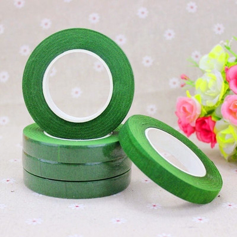 2 Rolls 30M Self-adhesive Green Paper Tape Grafting Film Floral Stem for Garland Wreaths DIY Craft Artificial Silk Flower