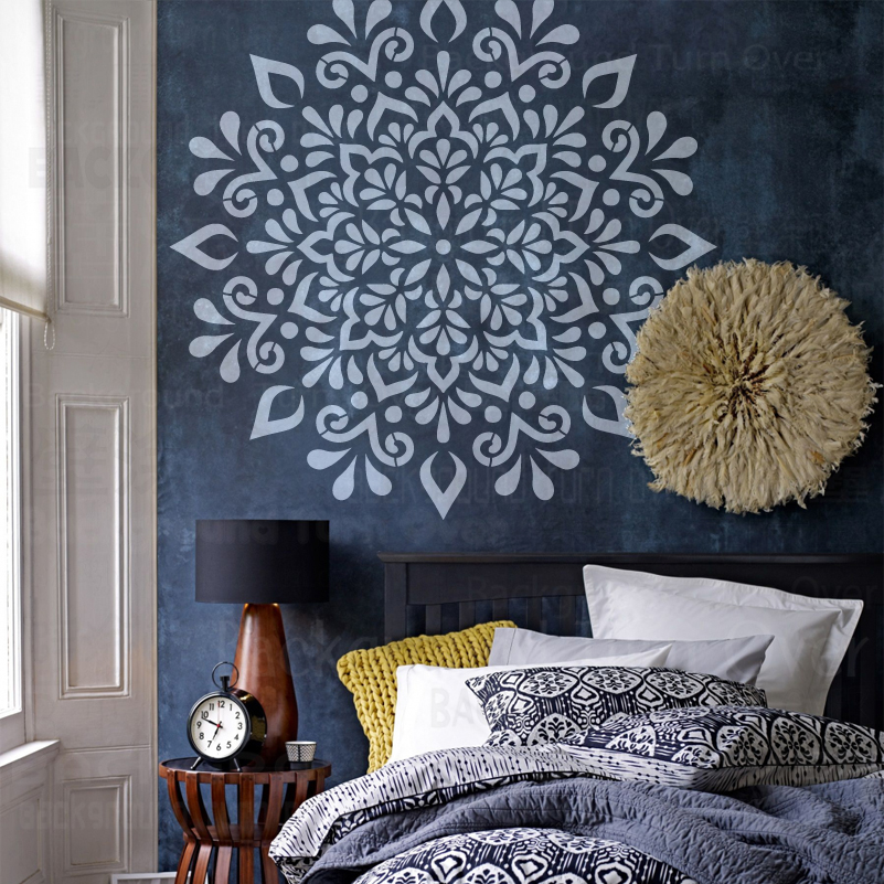 70cm - 110cm Stencils Wall Furniture Template Reusable Paint Big For Large Huge Giant Mandala Indian Arabic Ethnic Round S064