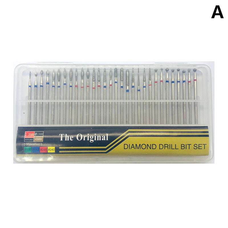CHNRMJL 30Pcs/10Pcs/Set High Quality Rainbow Rotary Nail Drill Bit Kit Stainless Milling Cutter Diamond Nails Art Manicure Tool