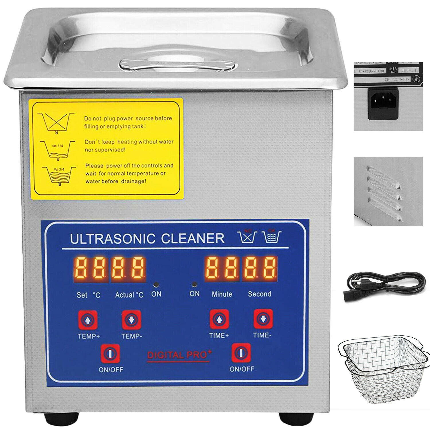 Stainless Steel 2L Liter Industry Heated Ultrasonic Cleaner Heater w/Timer New