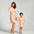 PatPat 2020 New Summer Solid Button Dresses for Mommy and Me Matching Outfits Long Sleeve Dresses