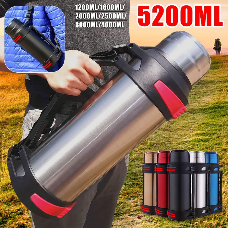 5 Colors 1200-5200ML Stainless Steel Thermos Bottle Vacuum Flasks Water Bottle Insulated Water Bottle Cup With Strap