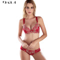 Luxury Gold Embroidery Underwear Set Women Bras A B C Cup Fashion Push Up Bra Sets Red Sexy Lingerie Lace Brassiere Cotton Thick