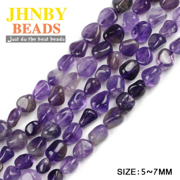 JHNBY AAA Dark purple crystal Irregular Gravel Loose beads Natural Stone beads Jewelry bracelet making DIY Accessories Wholesale
