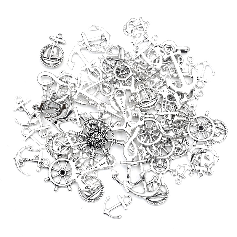 100pcs Mixed Metal Alloy Anchor Charms Pendant Accessories Jewelry Finding Vintage Charms For Jewelry Making Necklace Handmade
