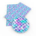 20*33cm Mermaid Fish Scales Vinyl Faux Artificial Synthetic Leather Fabric DIY Sewing Garment HairBow Bags,1Yc3521