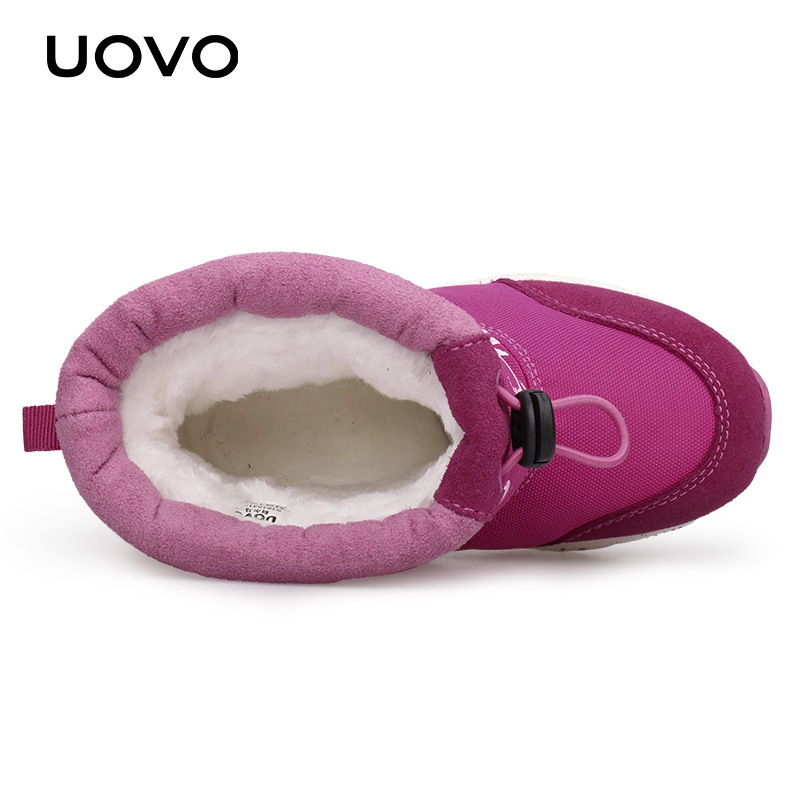 Children Slip-on Winter Boots Uovo Boys Girls Short Boots Size 25-33 Plush Water Repellent Snowshoes Light-weight Thermal Shoes