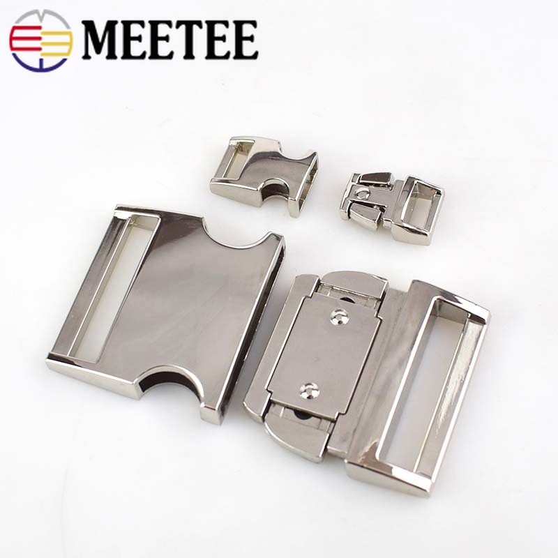 Meetee 2/4pcs 10-38mm Metal Side Release Curved Buckles for Paracord Bracelet Dog Collar Bags Belt Webbing Buckle Accessories