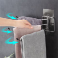 Multi-bar rotating towel rack hanging holder 180° storage rack for bathroom stainless steel punch-free rotating shelf