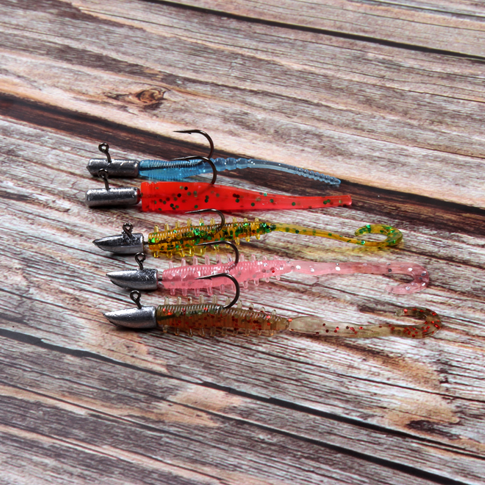 JOHNCOO Mini Jig Head Hook 20pcs Exposed Lead Head Hook Barbed Hook Trout Soft Lure Jig Fishing Hook
