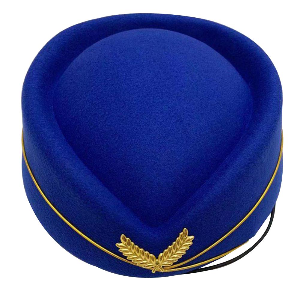 2019 Hot Sale Wool Felt Pillbox Air Hostesses Beret Hat Base Cap Airline Stewardess Sexy Formal Uniform Hat Caps Accessory