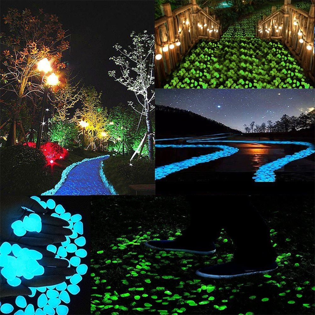 100pcs Luminous Stone Glow In The Dark Garden Pebbles For Fish Tank Landscaping Decoration Luminous Pebbles Artificial Stone