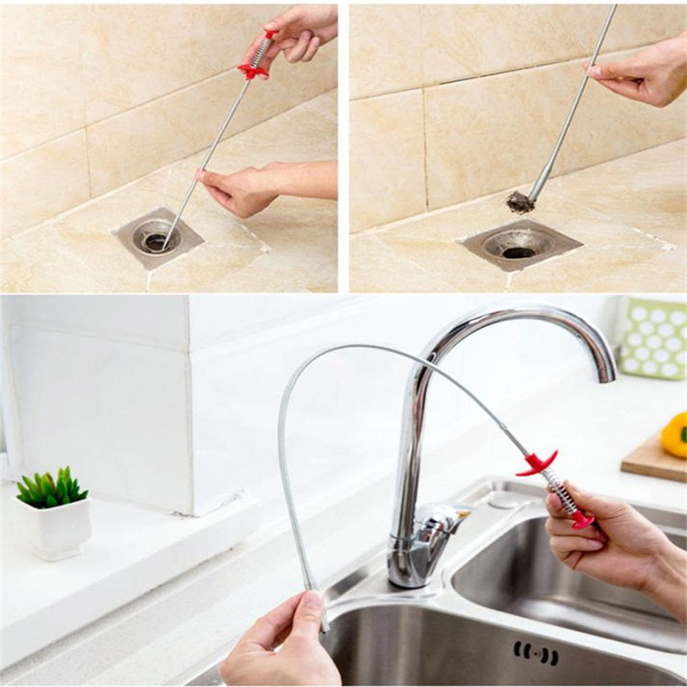 Hand Press Type Pipeline Dredge Device Drainage Pipe Sewer Clean Hook Toilet Bathroom Kitchen Drain Cleaning Tools