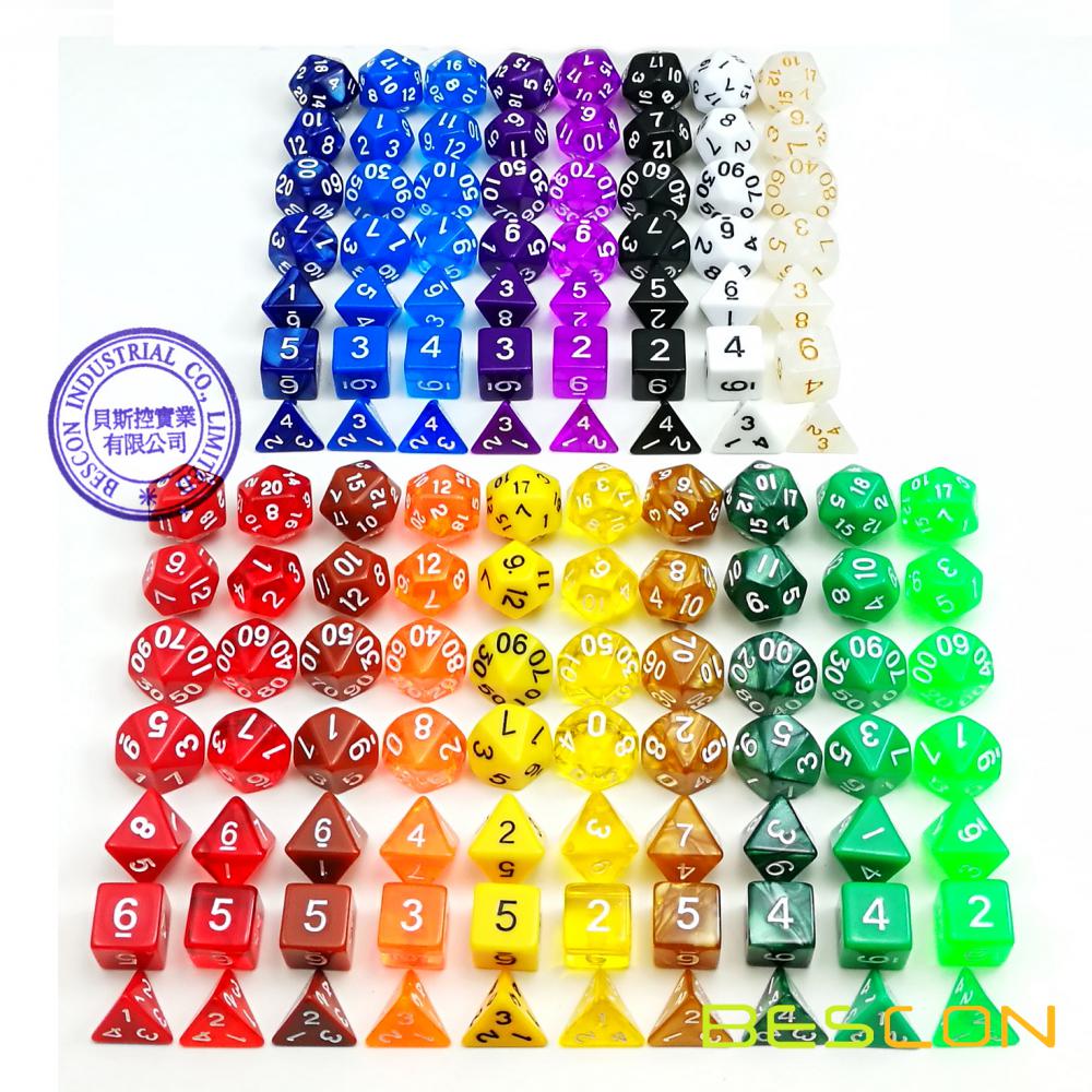 18 Different Colors Assorted Colored Polyhedral RPG Dice Set 126pcs