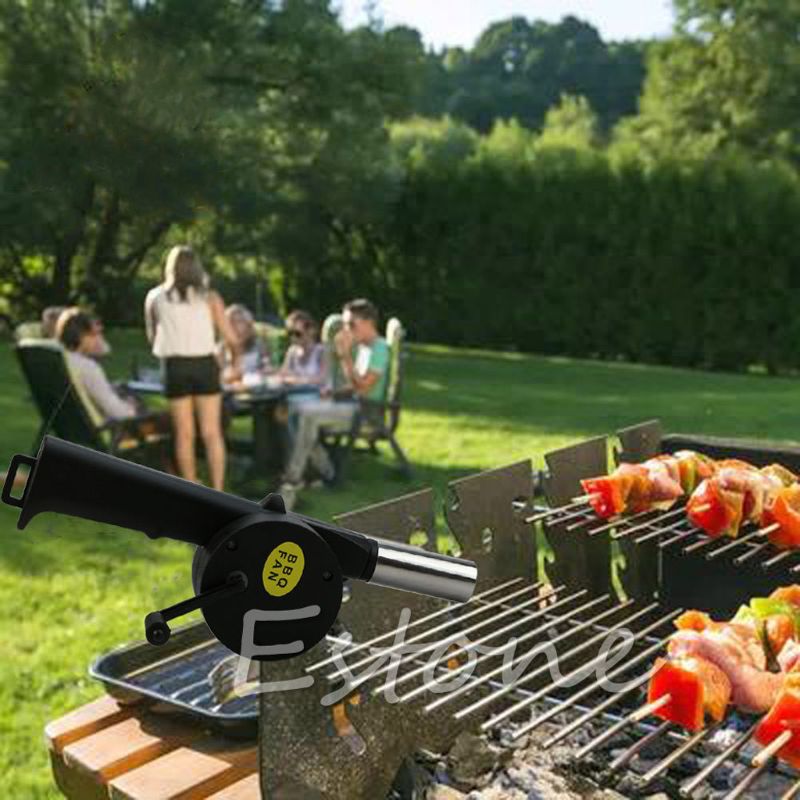 BBQ Fan Air Blower Hand Crank Powered Barbecue Fire Picnic Camping Tools