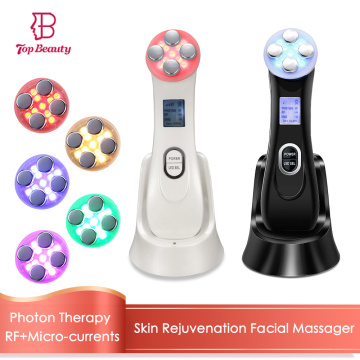 5 Colors Light Photon Therapy Facial Massager RF Radio Frequency EMS Electroporation Massager Skin Tightening Visage Face Lift