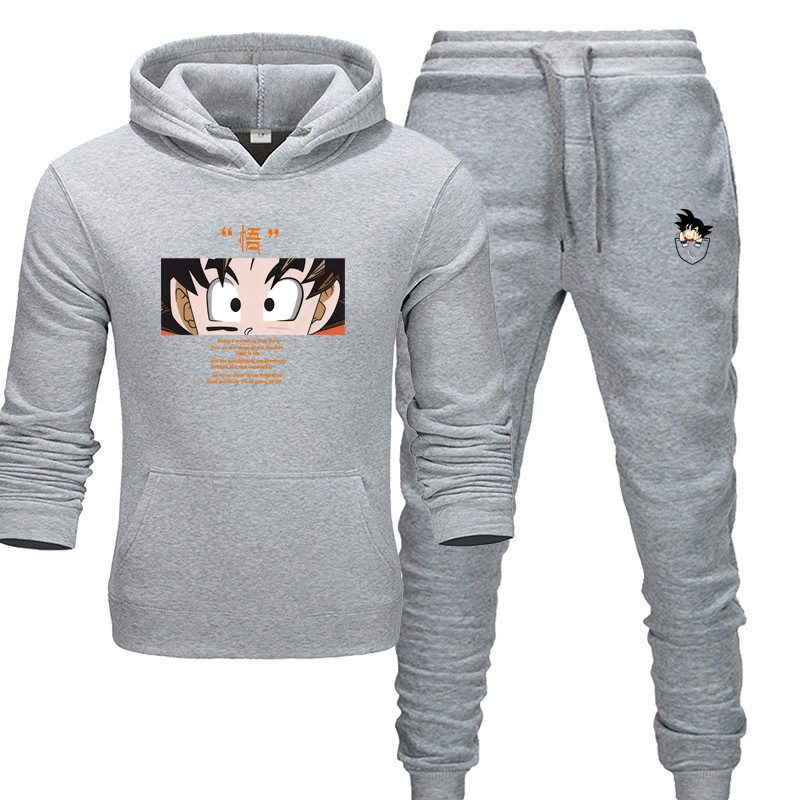 New men Hoodie set Anime tracksuit Sweatshirt set Fleece Hoodie + sweatpants jogging Homme Pullover men's sweatsuit