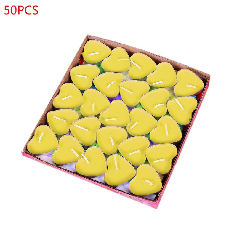 50Pcs/box Love Heart Shaped Tealight Candles Smokeless Small Candle for Valentine's Day Confession Proposal KTV Decoration