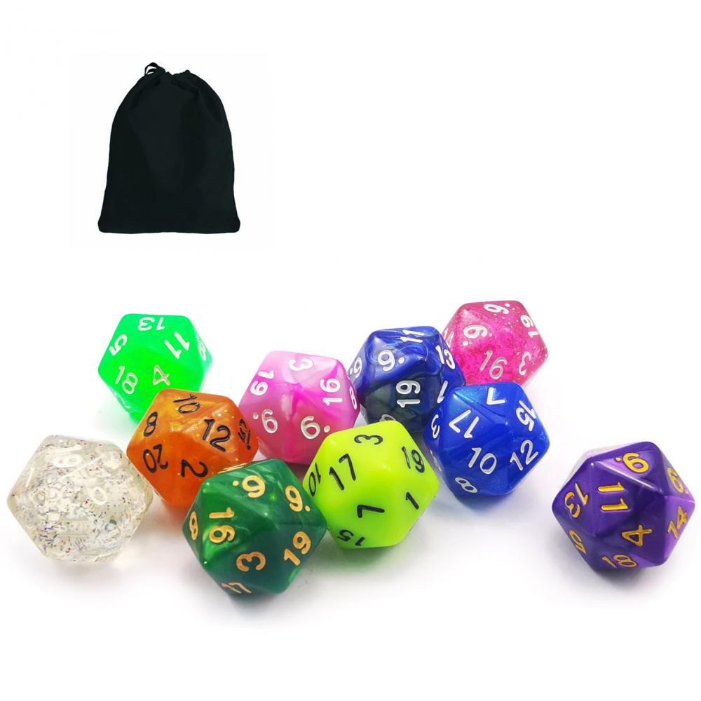 Portable 20 Sided Acrylic Number Dice Multicolor 4
