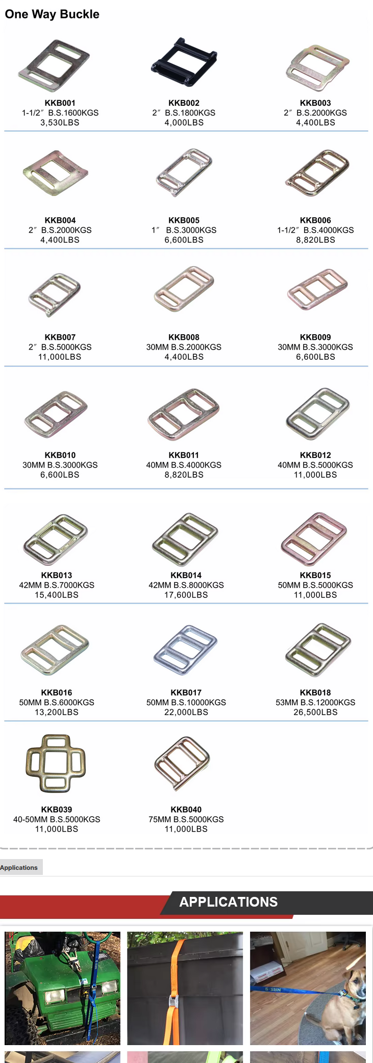 one way buckle different style