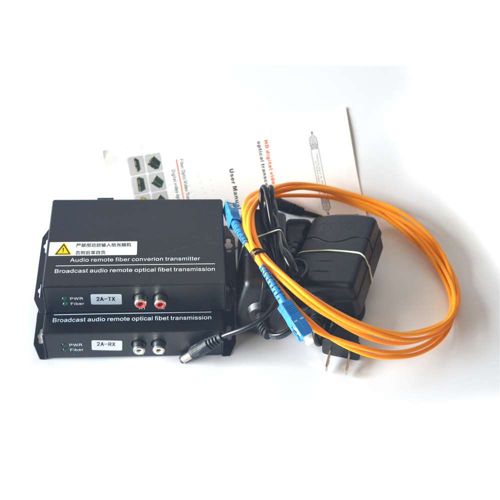 2 channel Audio Fiber Optic Media Converter Extender - Singlmode Fiber up 20Km & Multimode 500m for Broadcasting Intercom System