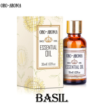 Famous brand oroaroma aromatherapy basil essential oil Improve spirit Stabilization effect Firming skin Oil balance basil oil