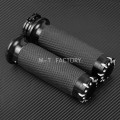 1Pair Black CNC Aluminum 1" Handlebar Hand Grips For Harley Touring Sportster Dyna Softail VRSC