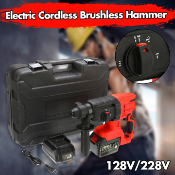 128V/228V Multifunction Rechargeable Electric Cordless Brushless Hammer Impact Power Drill With Lithium Battery