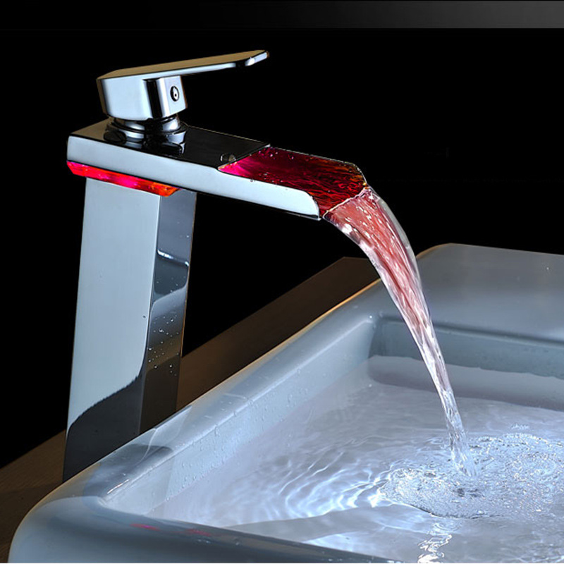  Brass square waterfall deck mounted basin faucet faucet 5 