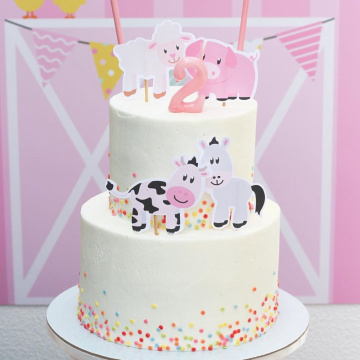 1Set Farm Animal Cake Topper Toppers Cow Pig Banner Horse Lion Pet Walking Balloons Kids Gift Birthday Party Decoration Supplies