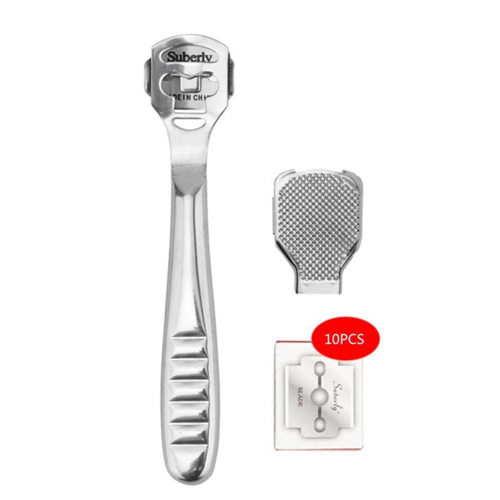 Professional Foot Care Pedicure Stainless Steel Hard feet Skin Cutter Cuticle Remover Shaver Dead Skin Removal tool 10 blades