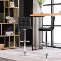 Adjustable Swivel Bar Stool Counter Height Bar Chair PU Leather w/ Back Black HW66492BK-1