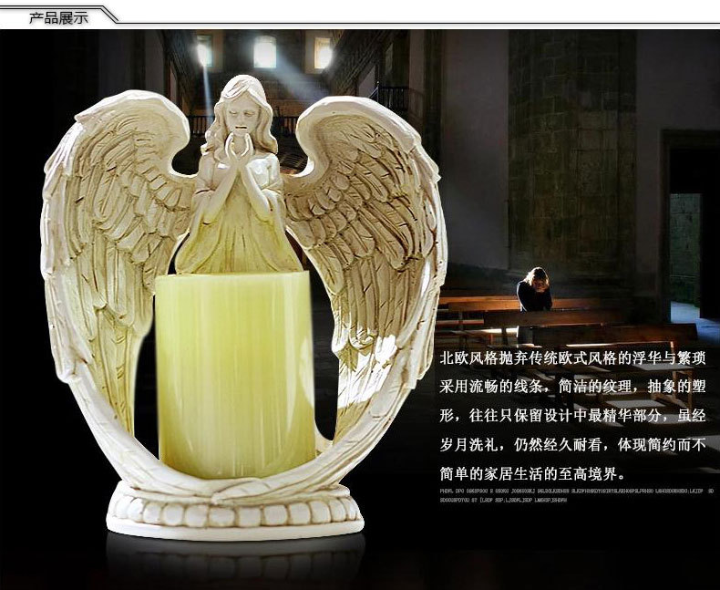 Angel Statue Candle Holder Electronic Candlestick Decoration Christ Prayer Home and Church Decoration Resin Material Gift