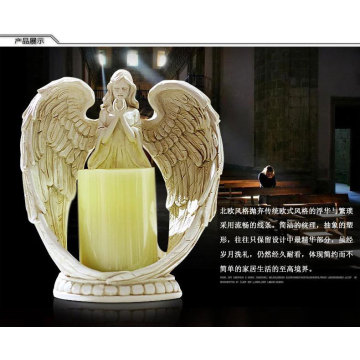 Angel Statue Candle Holder Electronic Candlestick Decoration Christ Prayer Home and Church Decoration Resin Material Gift