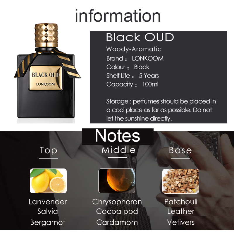 OUD Wood Men Eau De Toilette Water 100ml Commute Daily Original men's perfume For Women Woody Aromatic Fragrance Antiperspirant