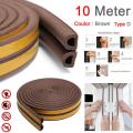 D Shape Type Window Door Seal Strip EPDM Foam Rubber Noise Insulation Soundproof Door Seal Strong Adhensive Tape 5m 10m