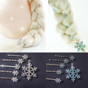 6 pcs/set Girls Bridal Hair Clips Princess Crystal Snowflake Hairpin Jewelry Birthday Gift Headwear Barrette Ornamen Accessories