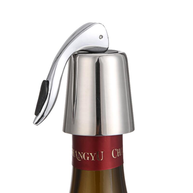 Home Bar Tool Stainless Steel Vacuum Sealed Red Bottle Stopper Sealer Champagne Closures Lids Caps LX8683
