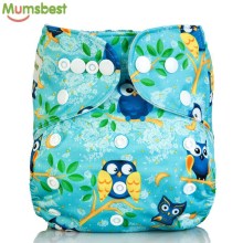 [Mumsbest] Washable Baby Cloth Diaper Cover Waterproof Cartoon Owl Baby Diapers Reusable Cloth Nappy