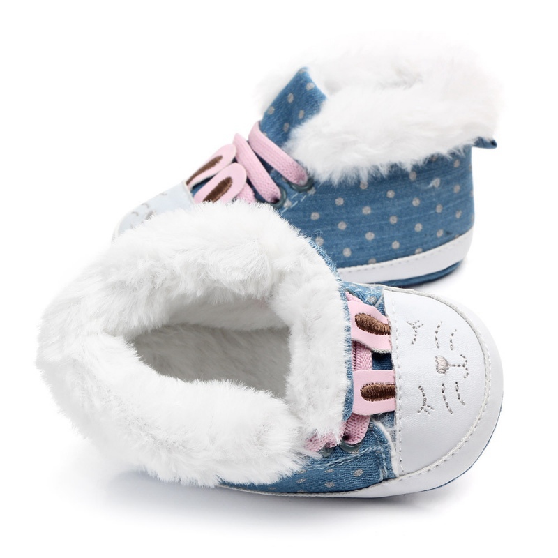 Winter Fur Warm Baby Girls First Walkers for Newborn Soft Sole Non-Slip Infant Cartoon Cotton Shoes Sneakers
