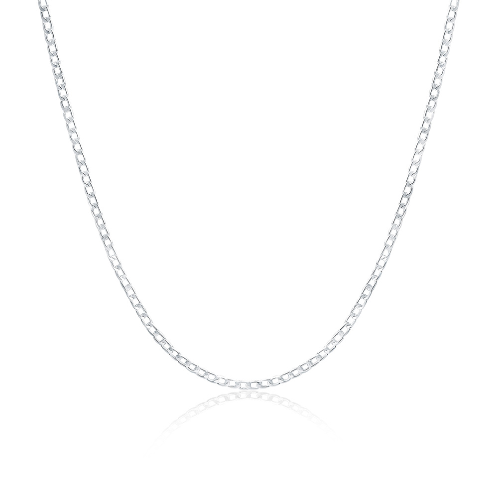 DOTEFFIL 925 Sterling Silver 16/18/20/22/24/26/28/30 Inch 4mm Sideways Necklace For Women Man Fashion Wedding Charm Jewelry