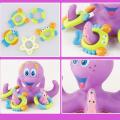 Bath Toy Baby Boy Girl Kids Floating Octopus Infant Toddlers Play +5 Ring Shower Learn Play Fun Shower Soft Grasping Toys Gifts
