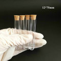 Free shipping 200pcs/lot 12x75mm Hard Plastic test tubes with cork stopper for kind shcools/university experiments