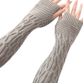 1 Pair Fold Pattern Women Girls Knit Arm Warmer Gloves Winter Autumn Stripe Arm Wrist Sleeve Mittens